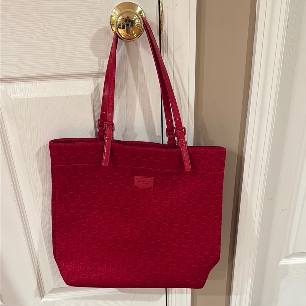 Michael Kors red neoprene tote